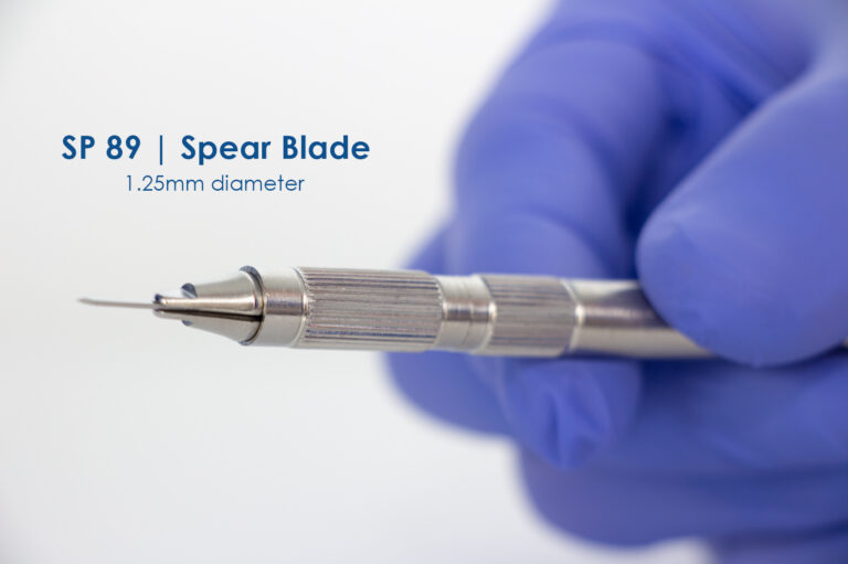 SP89 spear blade used for hair transplant incisions